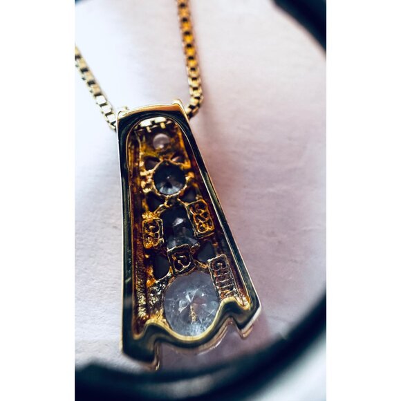 Vintage Italy 925 Sterling Silver Pendant Necklace w/ Graduated CZ Stones 18” - Picture 9 of 10